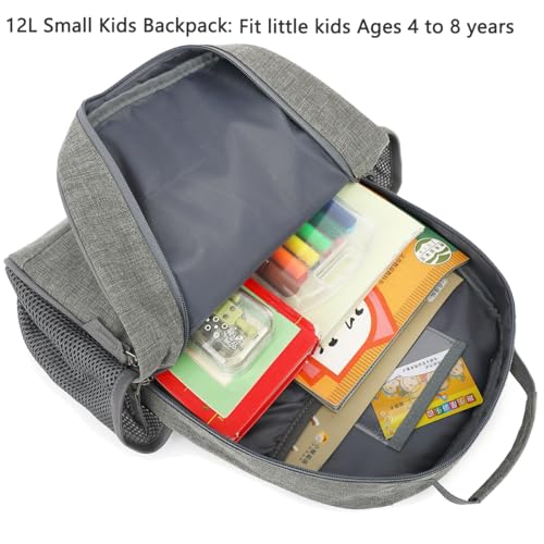 FlowFly Kids Backpack for Toddler Boys Girls, Simple Lightweight Bookbag for Daycare Kindergarten Elementary School Travel, Small Modern Bag (Medium 15''), Grey - color: Grey, style: Kids Medium: 12l
