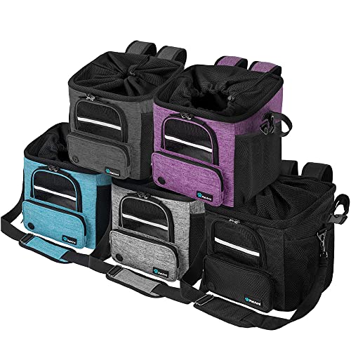 PetAmi Dog Bike Basket, Soft-Sided Ventilated Dog Bike Carrier Backpack, Pet Bicycle Basket for Bike Handlebar, Small Medium Puppy Cat Kitten Car Booster Seat with Safety Strap, Max 18 lbs, Purple - color: Purple