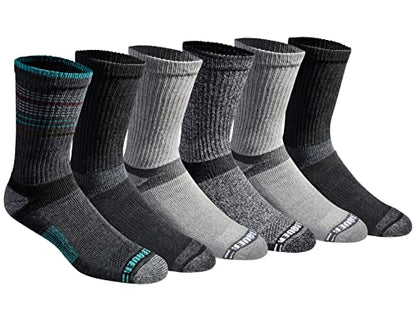 Eddie Bauer Men's Dura Dri Moisture Control Crew Socks (6 & 12 Packs) - color: Fashion Black Assorted (6 Pairs)