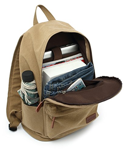 kayond Casual Style Lightweight canvas Laptop Bag/Durable Travel backpacks/Rucksack for Men&Women/Fashion Backpack Fits 15 inch Notebook (Khaki) - color: Khaki