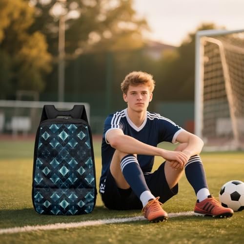 Basketball Backpack With Separate Ball Compartment And Shoes Fit Basketball Volleyball Football - color: Rhombus Pattern