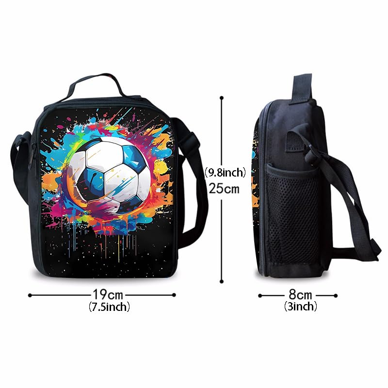 3PCS Soccer Backpack Set, 16" Lightweight Football Daypack, Soccer Ball Print Casual Laptop Backpack for Travel Camping Work (style-7) - color: Style-7