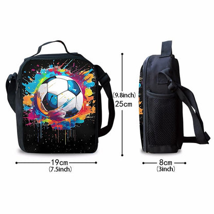 3PCS Soccer Backpack Set, 16" Lightweight Football Daypack, Soccer Ball Print Casual Laptop Backpack for Travel Camping Work (style-7) - color: Style-7