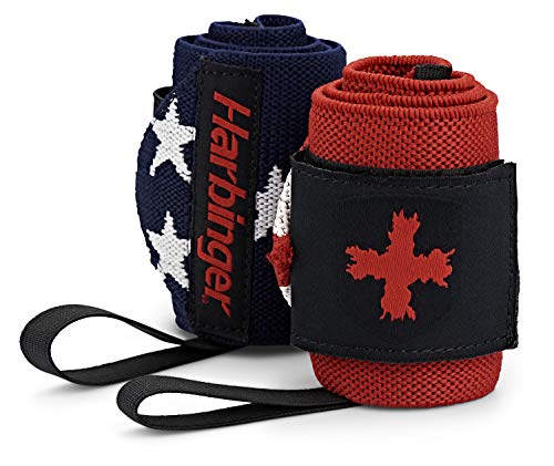 Harbinger Red Line 18-Inch Weightlifting Wrist Wraps for Men and Women (Pair) - color: Flag