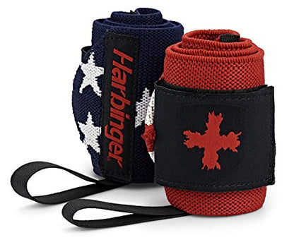 Harbinger Red Line 18-Inch Weightlifting Wrist Wraps for Men and Women (Pair) - color: Flag