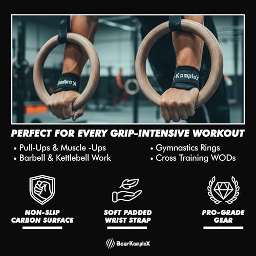 Bear KompleX No Hole Hand Grips - Non-Slip Fingerless Gymnastics Grips for Weight Lifting, Pull-ups & Cross Training | Lightweight, Padded Wrists & Foldable Grip. - size: Medium