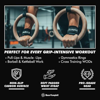 Bear KompleX No Hole Hand Grips - Non-Slip Fingerless Gymnastics Grips for Weight Lifting, Pull-ups & Cross Training | Lightweight, Padded Wrists & Foldable Grip. - size: X-Large
