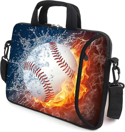 AMARY 17" Laptop Shoulder Bag Carrying Case Adjustable shoulder straps, comfortable handle, front pocket for storing mouse (Baseball) - color: Baseball