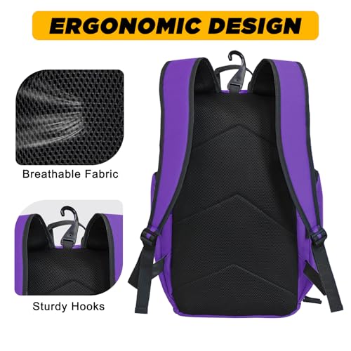 Goloni Basketball Backpack,Large Sports Bag with Ball Compartment & Shoe Compartment, Best for Basketball, Soccer - color: Purple