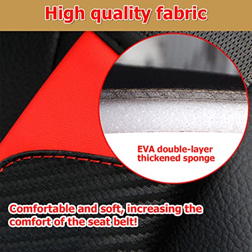 AUCELI 2PCS Car Seat Belt Cover, Carbon Fiber Seatbelt Shoulder Strap Covers, Breathable Leather Soft Harness Pad Protect Your Neck and Shoulder Compatible with Cars - color: Black/Red