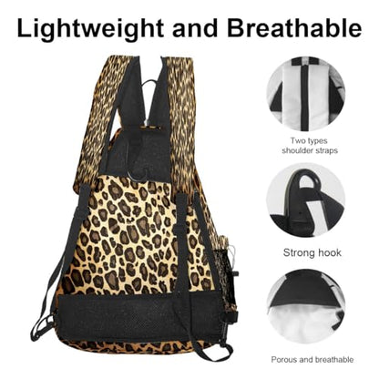 Pickleball Bag for Women & Men – Lightweight Sports Backpack with Paddle Compartments, Dual Carry Modes, Detachable Zippered Strap, Brown Leopard, Great Gift Option for Players - color: Brown