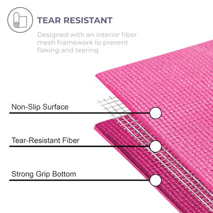 Voyage Yoga Mat, 6 Pack, 72" x 24" Professional Studio and Gym Bulk Yoga Mats, 5mm Thick, Durable, Anti-Tear, Non Slip Fitness and Exercise Mats - color: Fuchsia