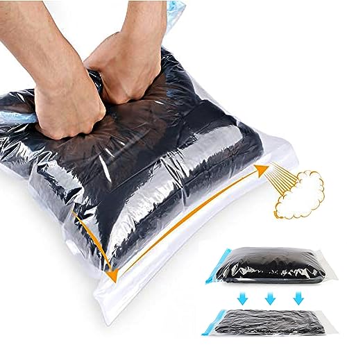 ALMING Compression Bags - Travel Essentials - 12 Pack Space Saver Bags - No Vacuum Pump Or Air Extractor is Needed - Storage Accessorie and Home Packing Organizers (transparent) - color: transparent