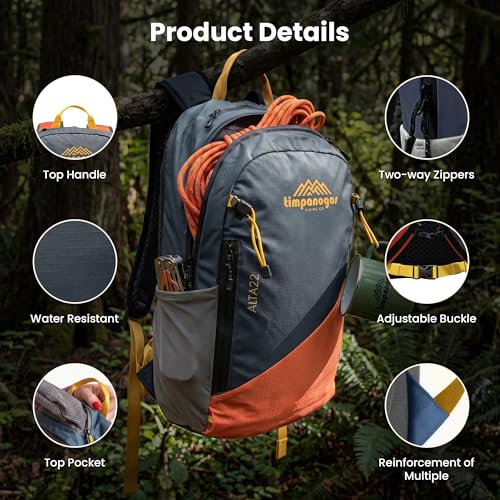 Timpanogos Elevation 22L Hiking Backpack, Lightweight Daypack for Men & Women made with Water-Resistant Ripstop Nylon, Hydration Compatible comes with Ergonomic Straps for Camping and Travel (Alta) - color: Alta
