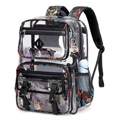 Sisipoet Clear Backpack for School, PVC Clear Bookbag Heavy Duty Transparent Backpack for Stadium Events See Through Bag - color: 1pc-game Machine