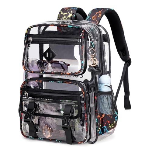 Sisipoet Clear Backpack for School, PVC Clear Bookbag Heavy Duty Transparent Backpack for Stadium Events See Through Bag - color: 1pc-game Machine
