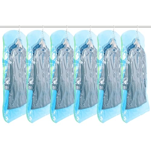 TAILI Hanging Vacuum Sealer Storage Space Saver Bags for Clothing, Suits and Jackets, Closet Organizers, 6 Pack Jumbo Blue - color: Blue, size: 6 Jumbo