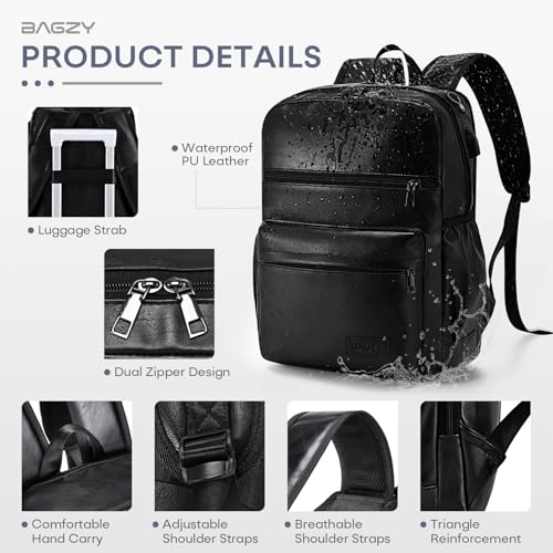 15.6 Inch PU Leather Laptop Backpack, Water Resistant 20L Anti-Theft Travel Personal Item Bag for Work College Nurse Teacher, Under Seat Flight Approved Carry-on Luggage 40x30x15CM Coffee - color: Coffee