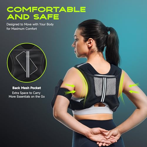 Weighted Vest, Weighted Vest for Women Men, 5lb/10lb/15lb/20lb/25lb/30lb SGS Certified Weight Vest with Pocket Reflective Strips Adjustable Buckle Straps for Walking Running Strength Training Cardio Workout - size: 30lbs