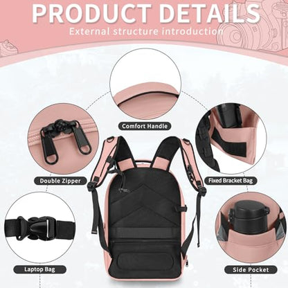 TORIBIO Camera Backpack, Hardshell DSLR/SLR/Mirrorless Photography Camera Bag with Rain Cover, Waterproof Hard Shell Camera Case with Tripod Holder & 15.6" Laptop Compartment - color: Pink