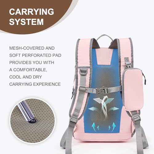 Hiking Backpack for Women Men 20l with Removable Phone Pocket Lightweight Small Travel Backpack Hiking Daypack for Women Men - color: Pink