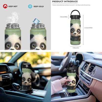 ZOUTAIRONG School Bags for Girls 7-10/10-12/12-16, Cute Panda Insulated Water Bottle for Hot & Cold Drinks Casual Backpack with Side Pockets - color: Panda