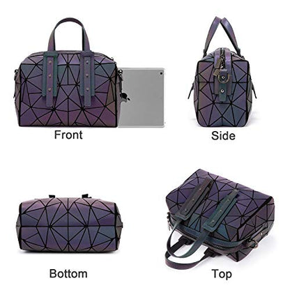 LOVEVOOK Geometric Luminous Purses and Handbags for Women Holographic Reflective Crossbody Bag Wallet - color: Boston Handbag