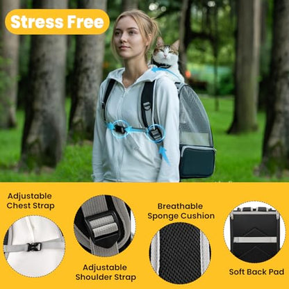 Conlun Cat Backpack Carrier for Small Dogs and Cats Fit Up to 15 Lbs,Small Dog Backpack, Foldable with 3-Side Mesh Windows, Pet Carrier for Travel & Hiking Friendly，Gray - color: Grey