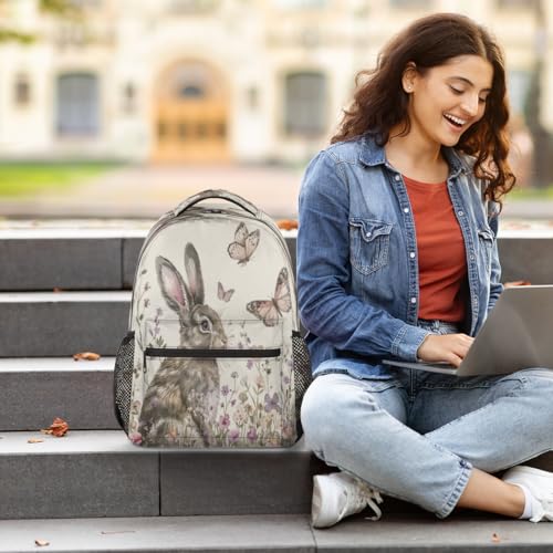 Funny Rabbit Backpack with Chest Strap, Casual Backpack for Women Men, 16 Inch Daypack for Travel Work, Farmhouse Bunny Animals - color: Black
