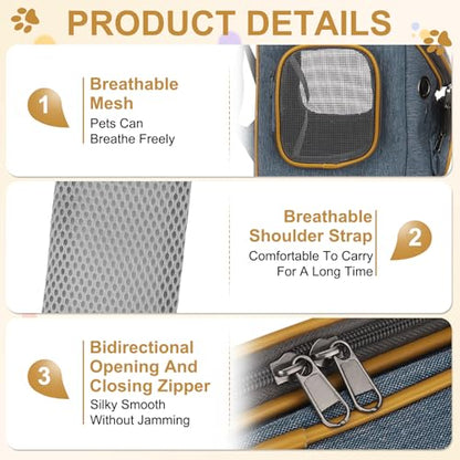 Pet Backpack Carrier, Portable and Ventilated, Oxford Cloth, Dog Cat Travel Bag with Transparent Cover 12.6", (Blue, 1 Pcs), Intended for Hiking/Camping/Traveling - color: Blue