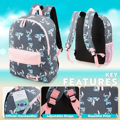 Disney Stitch Backpack for Girls Teens School Bag Kids Book Bag School Supplies Gifts (Navy/Pink) - color: Navy/Pink