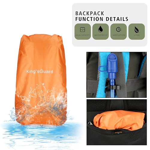 King'sGuard 60L waterproof lightweight hiking backpack with rain cover and shoe compartment outdoor sports travel backpack (Light blue) - color: Lightblue