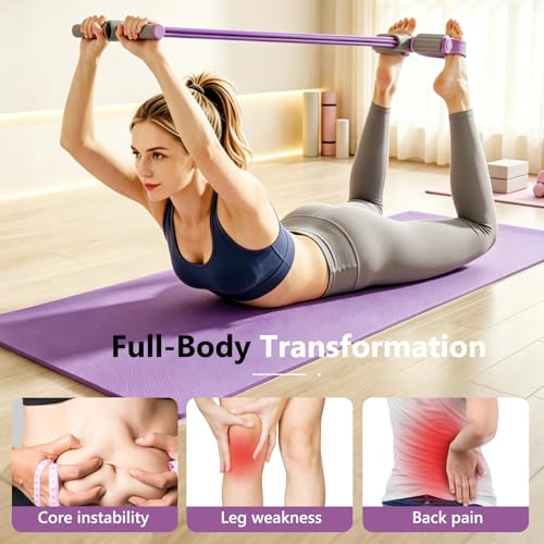 Pedal Resistance Band with Handle,4/6/8 Resistance Levels Elastic Pull Rope, Portable Fitness Bands for Leg Butt Training, Home Gym, Yoga, Pilates - size: 4 Levels（Purple ）