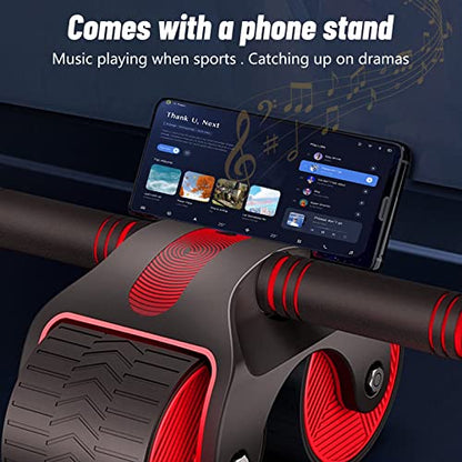 Auto Rebound Exercise Roller Wheels - Ab Roller Fitness Equipment for Core Strength Training Home Gym Fitness Equipment with Knee Mat AB Core Workout for Home Gym Beginners