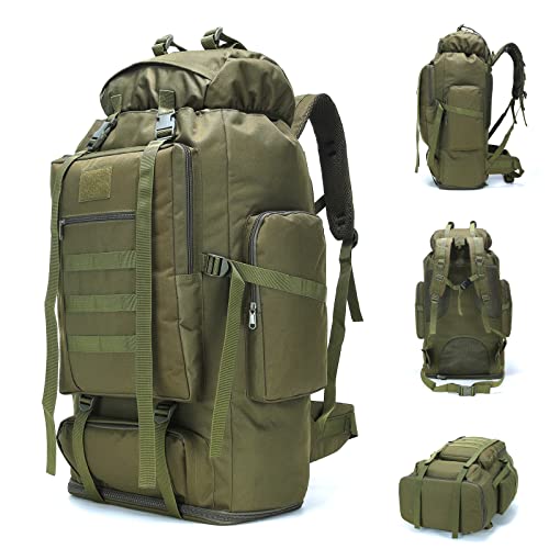 100L Hiking Camping Backpack MOLLE Rucksack Waterproof Daypack for Traveling (Army Green) - color: Armygreen