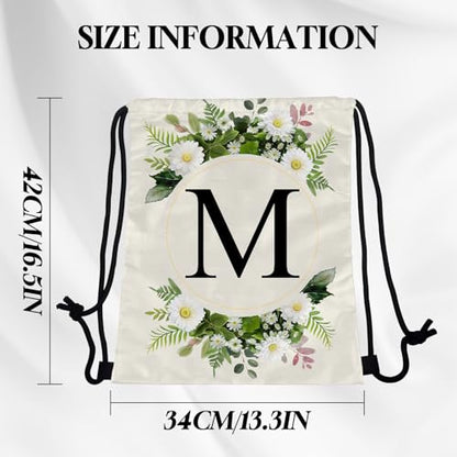 Initial Letter Drawstring Backpack String Sports Gym Bags Waterproof Sackpack Cute for Men Women Beach (13"×17") (Letter-M) - color: Letter-m