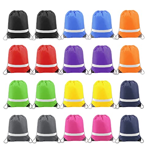 BeeGreen Drawstring Backpack Bags 20,30,50 Packs Reflective String Bags for Gym Sport Trip Cinch Sack DIY for Women Men - color: Mix Flective