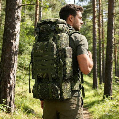 Hiking Backpack for Men 70L/100L Camping Backpack Military Rucksack Molle 3 Days Assault Pack for Climbing | Camping Backpack - color: 70l-greenmix