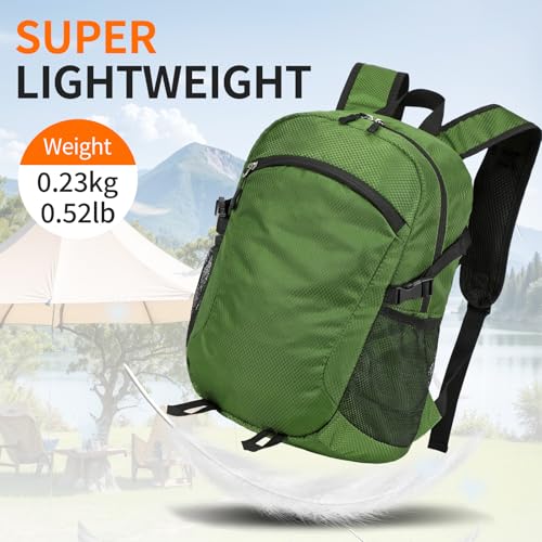 Small Hiking Backpack Travel Lightweight Hiking Packable Daypack Water-Resistant Foldable Backpacks 15L for Travel Women Men Camping (Deep Green) - color: Deep Green, size: 15L