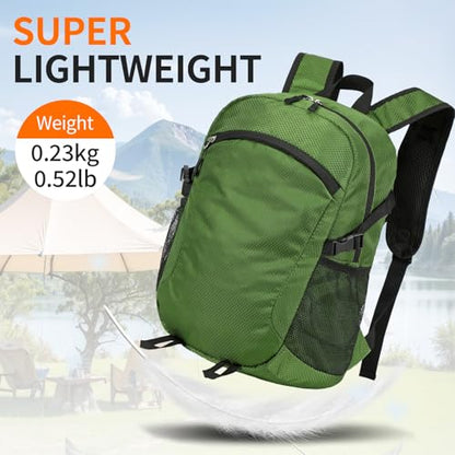 Small Hiking Backpack Travel Lightweight Hiking Packable Daypack Water-Resistant Foldable Backpacks 15L for Travel Women Men Camping (Deep Green) - color: Deep Green, size: 15L