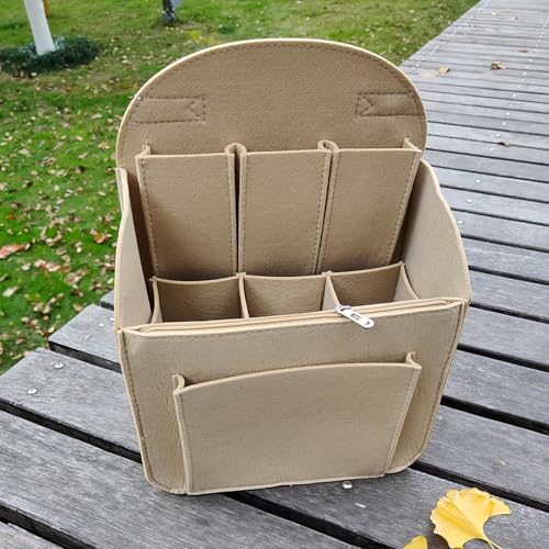 Felt Backpack Organiser, Mini Backpack Organizer Insert, Small Purse Organizer Insert - Lightweight, Multi-pocket Backpack Insert for Easy Access and Neat Storage (Beige, M-13.8 * 10.6IN) - color: Beige, size: M-13.8*10.6IN