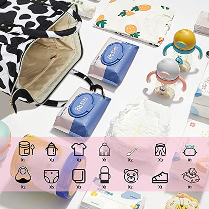 Femuar Diaper Bag Backpack Multifunction Maternity Diaper Bag for Baby Girls & Boys Large Capacity Travel Nappy Bags - color: Cow Print