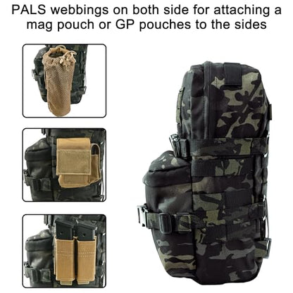 Tactical Mini Molle Hydration Pack,Molle Hydration Carrier with US Flag Water Resistant,Hydropack for Tactical Vest Backpack - style: Bcp