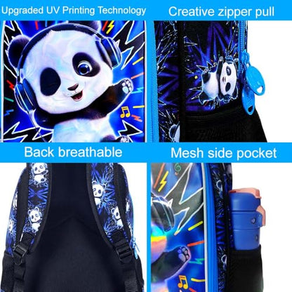 16" Panda Backpack for Boys, 3Pcs Kids Kindergarten Preschool Elementary Bookbag Set, School Backpacks with Lunch Box(Blue) - color: Panda Blue