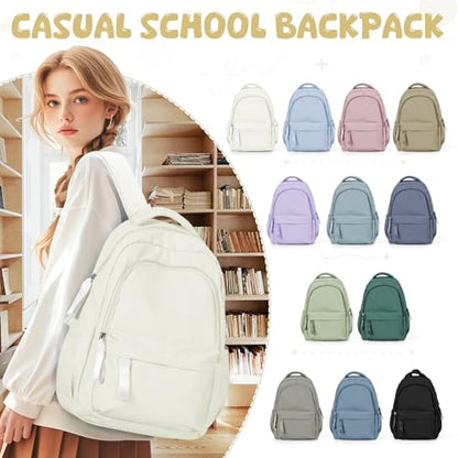 winspansy Small Backpack For School Girls Boys Aesthetic Lightweight Travel Daypack Simple Cute Backpack For Women Men College High School Bookbag Fit 14 Inch Laptop,Beige - color: A1-beige