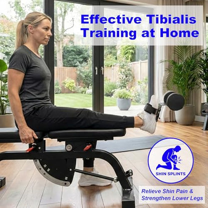 J Bryant Tibialis Raise Dumbbell Tib Trainer, Adjustable Detachable Tib Bar Alternative with Neoprene Padded Foot Strap & Secure Dumbbell Slot for Home Gym Knee Over Toes Training - color: Black For Single Foot