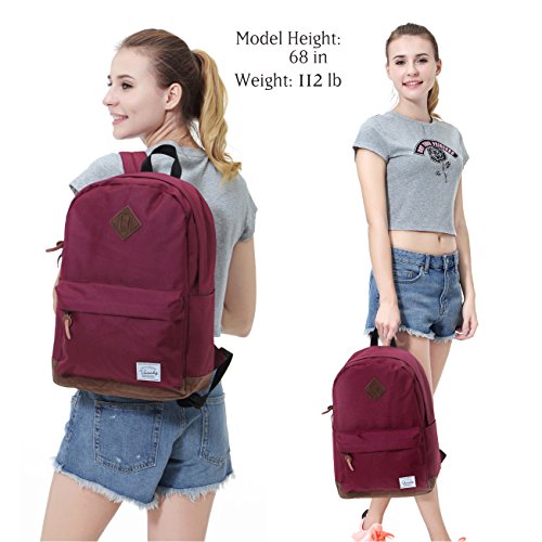 Backpack for Men Women,VASCHY Classic Water-resistant Lightweight Travel School Backpack Casual Daypack - color: Burgundy