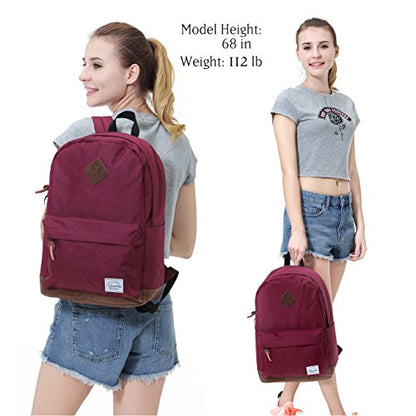 Backpack for Men Women,VASCHY Classic Water-resistant Lightweight Travel School Backpack Casual Daypack - color: Burgundy
