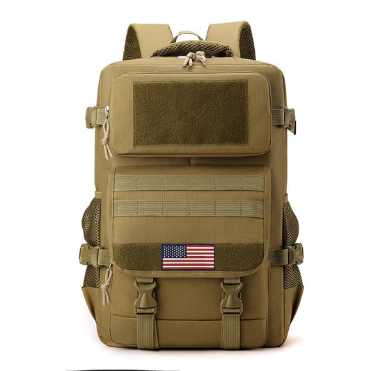 Khaki 35L Tactical Backpack, Military Molle Hiking Backpack for Men Women, Water Resistant Travel Rucksack Fits 16 Inch Laptop for Commuting Camping Trekking - color: Camo Backpack Single Pack 4