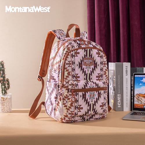 Montana West Backpack Purse for Women Western Aztec Backpack Purse Lightweight Casual Daypack for Travel - color: C-light Brown